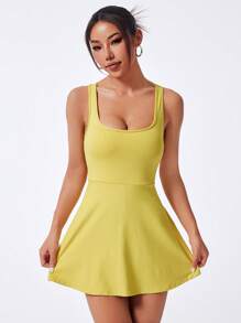 SHEIN Sport Studio Women's Solid Color Sleeveless Mini Sports Dress