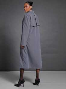 Hauture Puff Long Sleeve Women Trench Coat For Winter - Grey - View 1