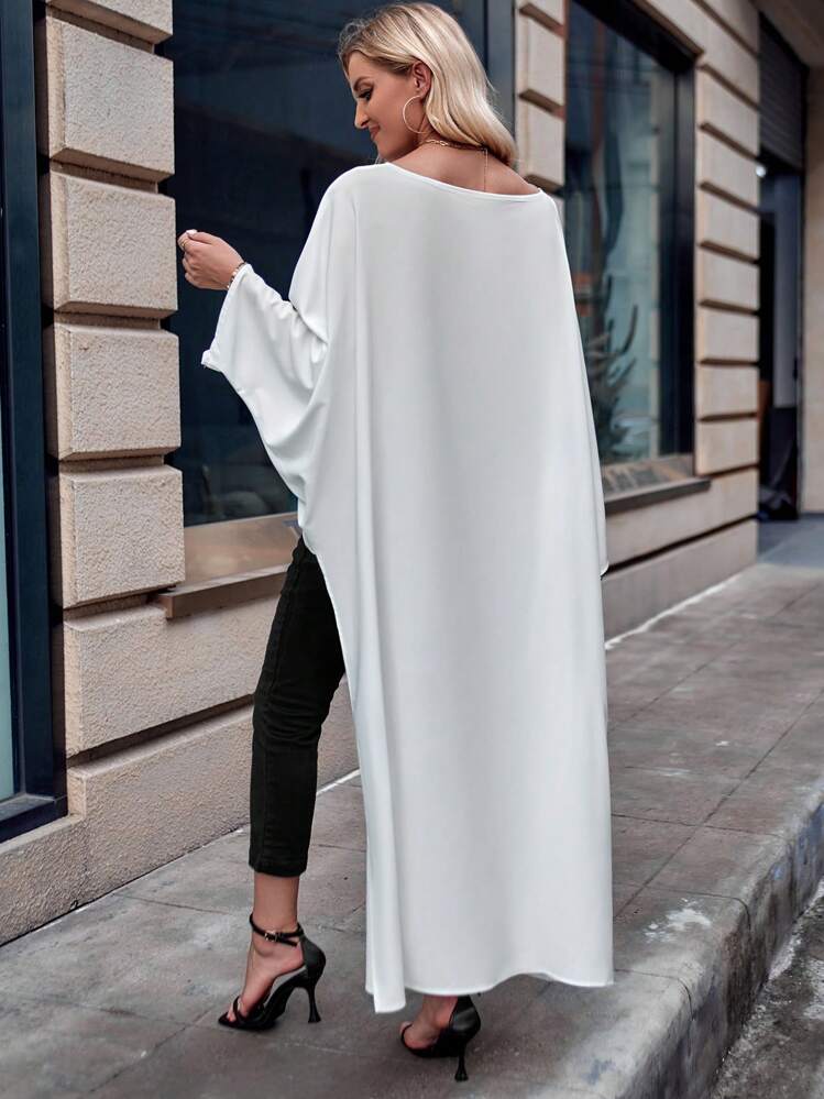 SHEIN LUNE Camisa blanca casual de manga larga con estampado floral bohemio francés, bajo asimétrico, para uso diario y fiestas como Año Nuevo, San Valentín, Navidad, para mujeres en otoño e invierno - Blanco - Añade 2