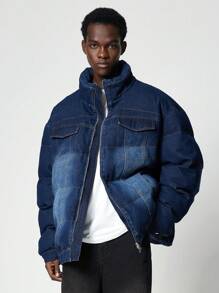 ROMWE MEN Casual Veste décontractée en coton à manches longues avec fermeture éclair avant et poches, pour porter au quotidien