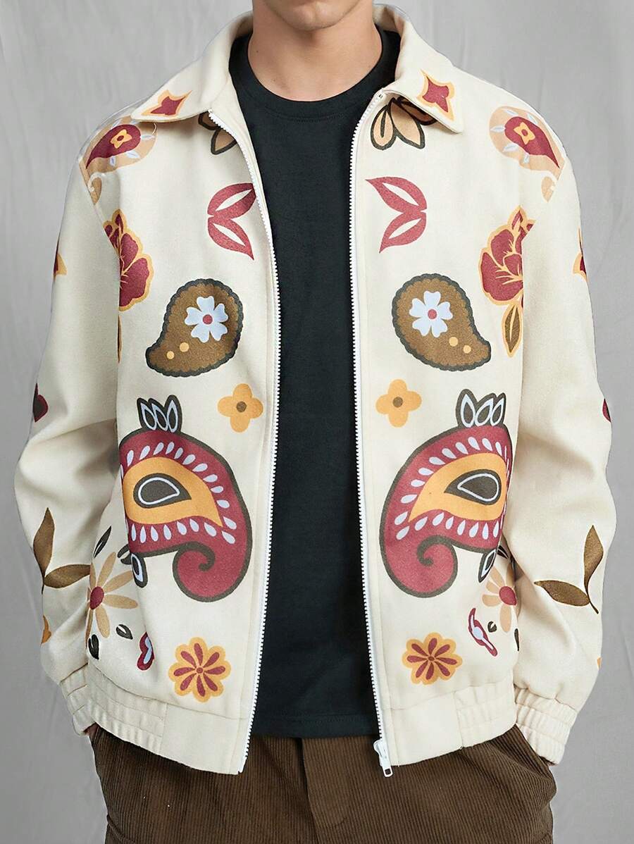 Manfinity VCAY Men's Woven Fashion Casual Loose Fit Long Sleeve Jacket, Style, For Fall Winter - Multicolor - View 1