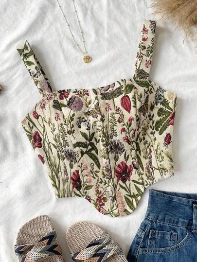 Soleia Regata Curta Assimétrica com Botões na Frente e Estampa Trançada Multicolorida para Mulheres, Adequada para Uso Interno ou Externo, Roupa de Réveillon, Roupa para Sair, Roupa de Férias, Roupa de Ano Novo, Roupa de Festa para Mulheres, Roupa de Festival, Roupa de Natal