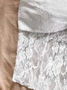 Soleia Top court tube élastique en dentelle torsadée pour femmes, blanc, Nouvel An, Top de Nouvel An, Top d'été pour femmes, Femmes occidentales, Femmes de fête, Festival, Femmes sexy, Top de vacances, Noël - Blanc - Voir 6