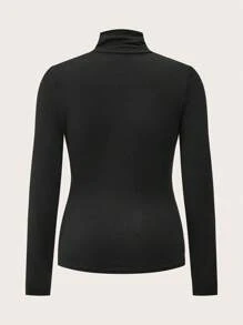 SHEIN Maternity Casual Solid Stand Collar Long Sleeve T-Shirt, Autumn - Multicolor - View 11