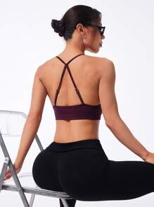 Easithlete Removable Strap Convertible Backless Sexy Bra - Burgundy - View 1