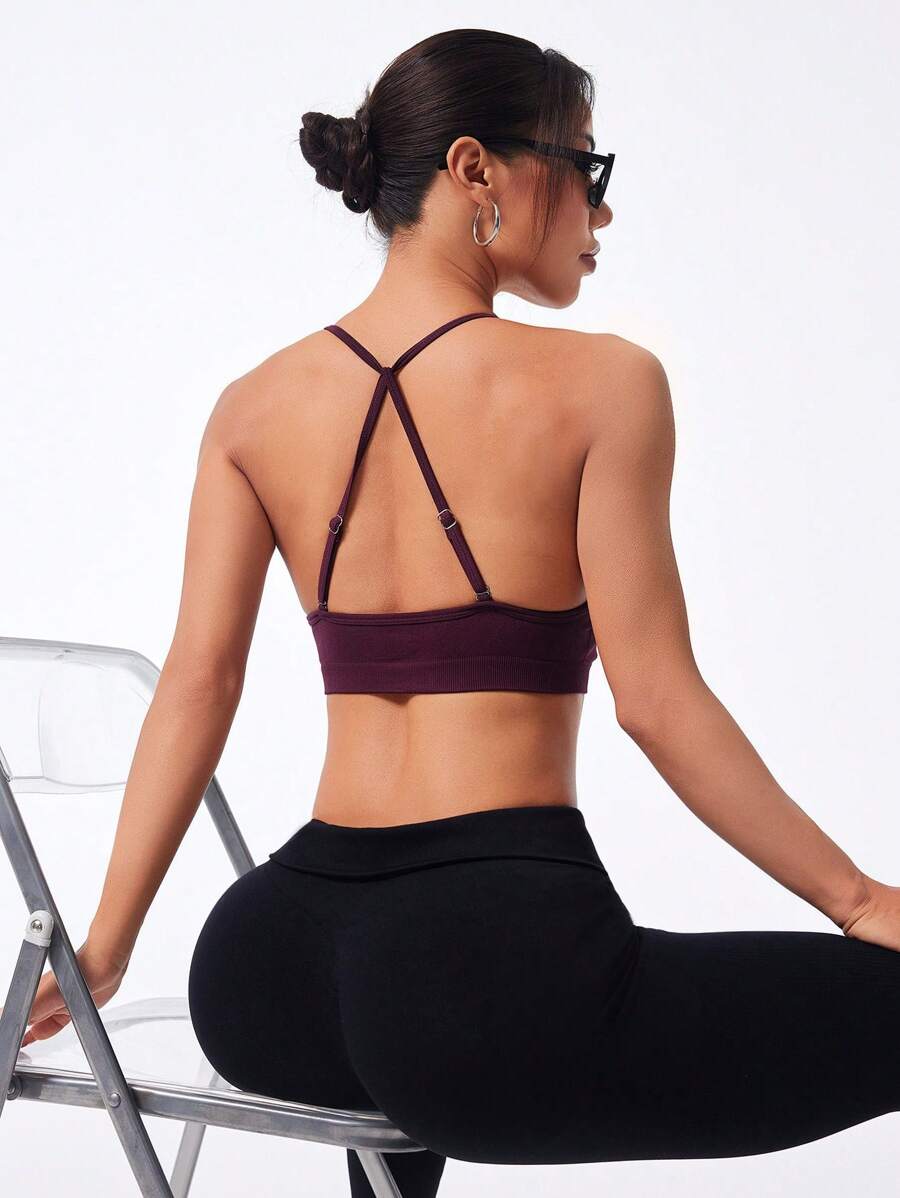 Easithlete Removable Strap Convertible Backless Sexy Bra - Burgundy - View 1