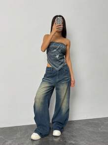 INAWLY Sexy Letter Print Backless Strap Cami Top - Dark Green - View 5