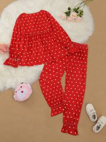 Heart Print Teenage Girls Home Wear Set