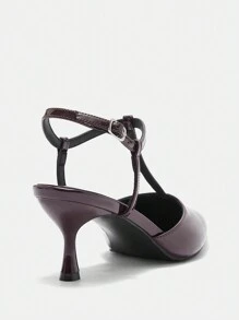 CUCCOO BIZCHIC 女士时尚咖啡棕色T字带尖头低跟踝带鞋，通勤、约会、派对穿着，春季鞋款，春假、复活节、圣诞节春季鞋款 - 咖啡棕 - 查看 8