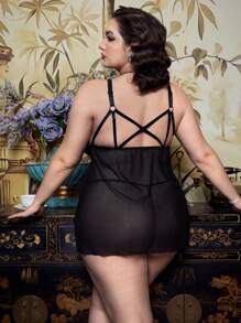 PinupGlam Plus Size Lace Front Closure Romantic Sexy Lingerie
