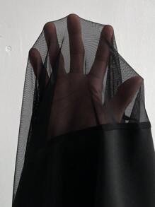 Viva Relle Vestido maxi de talla grande para mujer de unicolor elegante con cuello de malla y apliques, outfit para el Día de San Valentín