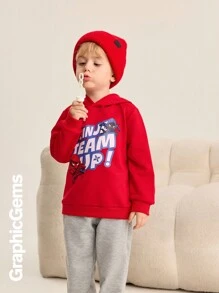 Jonge jongen (klein) Letter Print Eenvoudige Hoodie Sweatshirt