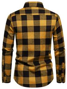 Manfinity Homme Men's Front Button Long Sleeve Plaid Casual Blouse, Everyday Wear, For Fall - Multicolor - View 2