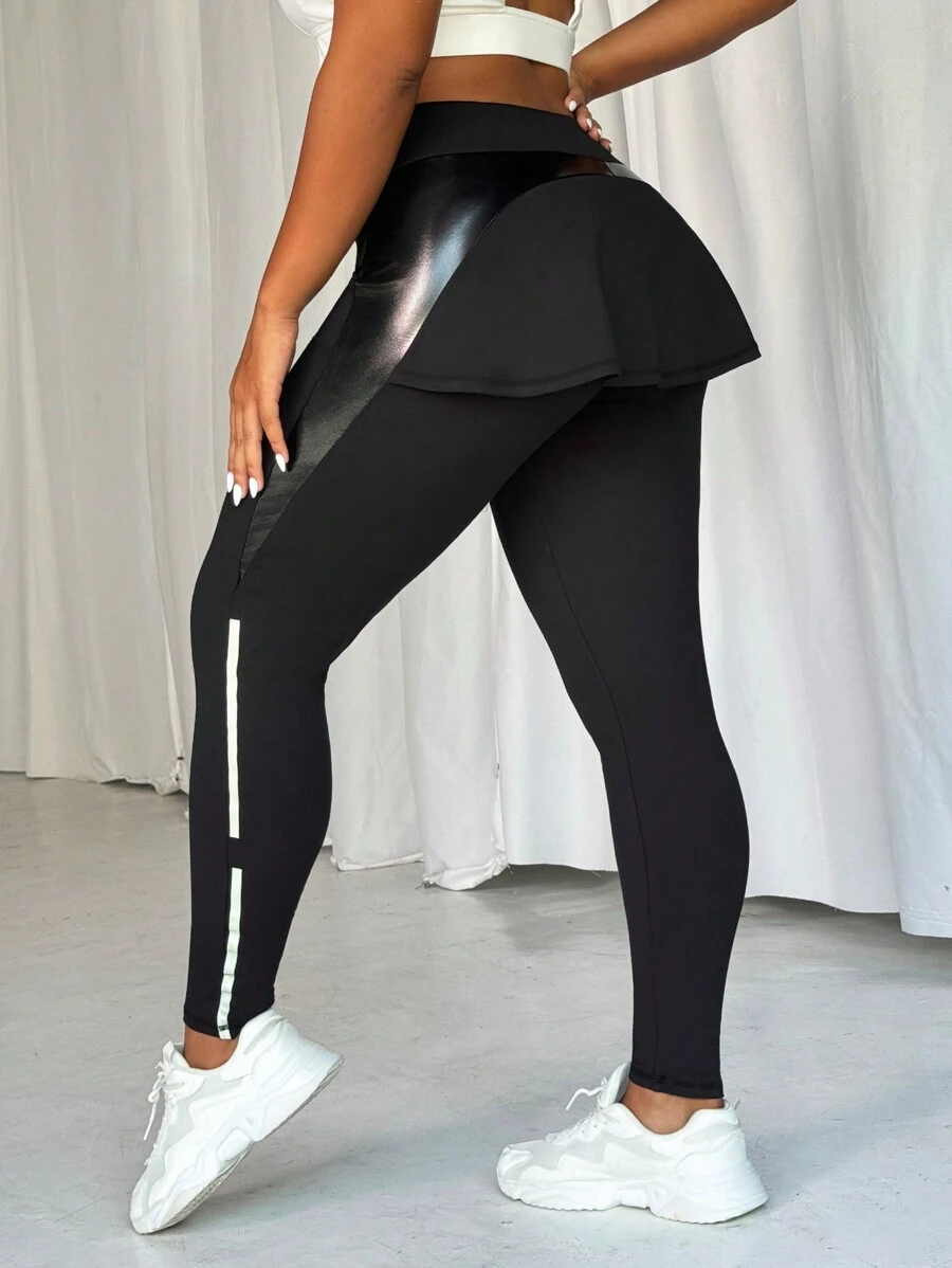 Easithlete Quần legging thể thao tập yoga thường ngày cho nữ cỡ lớn - màu đen - Xem 1