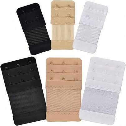 6 PIEZAS Extensores de Sujetador, 3 Ganchos o 2 Ganchos Suaves Extensores de Sujetador, 2 Tamaños Ajustables Extensores de Tiras de Sujetador Elásticas para Mujeres, Damas, Mujeres Embarazadas y Personas con Aumento de Peso, Accesorios de Sujetador en Negro, Blanco y Color Piel