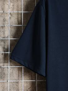 Manfinity Dauomo Men Letter Graphic Tee - Navy Blue - View 4