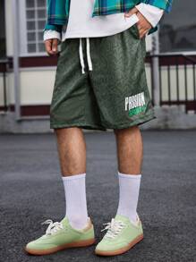 Gym Rark Shorts holgados para hombre con estampado de letras & geométrico, cintura con cordón, para gimnasio - Negro - Ver 3