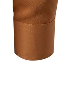 Manfinity Mode Áo sơ mi nam tay dài công sở đơn hàng khuy trơn màu, thời trang mùa thu, dành cho mùa thu - màu nâu - Xem 7