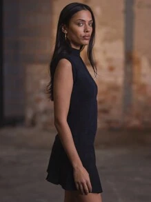 MUSERA Soft Knit High Neck Sleeveless Jumper Fall Autumn Winter Thanksgiving - Black - View 2