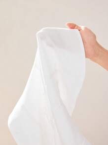 EastFlair 白色对比蕾丝露背长袖衬衫