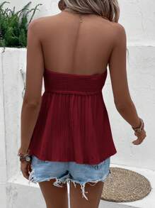 SHEIN VCAY Top corset rojo con frente torcido de tubo de verano