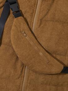 Dziecięca/nastoletnia chłopięca swobodna sztruksowa ciepła pikowana kamizelka ze stójką i torebką typu crossbody 2 szt. Zestaw