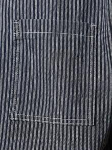 SUMWON Boxy Fit Denim Stripe Half Zip Short Sleeve Shirt - Blue - View 7