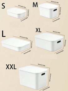 1 个带盖白色塑料收纳盒，用于存放和整理衣物、玩具、零食、饮料、娃娃等，可堆叠收纳篮收纳盒，具有防尘防潮功能，多种尺寸可供选择，非常适合卧室、客厅、书房、宿舍、衣柜，让您的家更整洁 - 白色 - 查看 4
