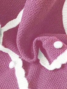 SHEIN Unity Rompi Sweater Kasual Wanita Ukuran Besar dengan Kerah V dan Kancing Depan untuk Musim Gugur/Dingin - Berwarna merah muda - View 5
