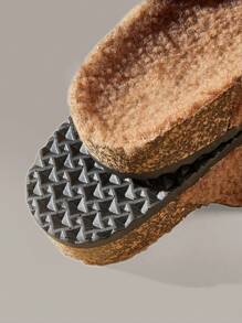 Solecia Fashionable Khaki Brown Fuzzy Strap Flats For Commuting, Shopping, Home, Holidays And Vacation For And Vibe And Spring Shoes Spring Break Easter - Brown - View 4