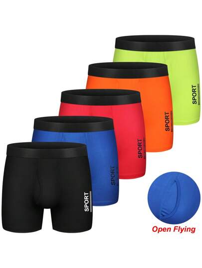 Set de 5 calzoncillos transpirables y de secado rápido con bragueta para adolescentes