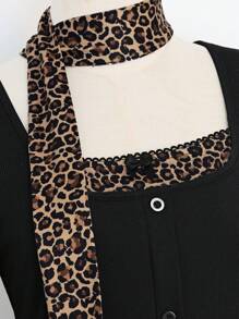 Lunelith SHEIN Lunessa Women Y2K 2 Pieces Set Leopard Ruffle Long Sleeve Knit Sweater And Mini Skirt Outfit, Suitable For Autumn Y2K Outfit  Fall Cloth For Women