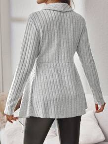 SHEIN Casual Solid Color Asymmetric Hem Jacket For Pregnant Women In Autumn - Grey - View 2