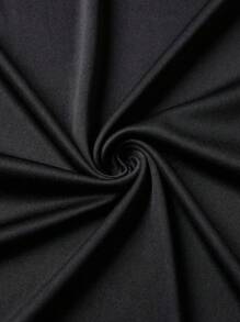 Manfinity Dauomo Camiseta tipo polo de manga corta con bloques de color, abotonadura y estampado de caballero para hombre de talla grande - Negro - Ver 3