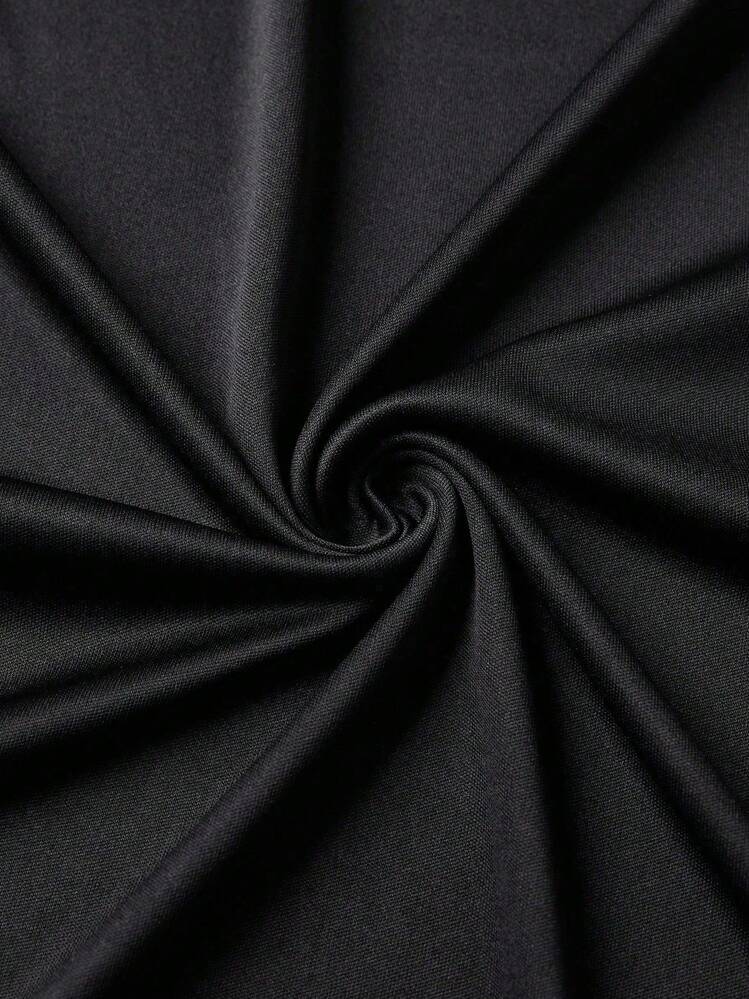 Manfinity Dauomo Plus Size Men's Casual Color Block Piping Knight Print Short Sleeve Polo Shirt - Black - View 3