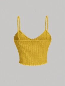 SHEIN MOD Lettuce Trim Cami Top - Yellow - View 2