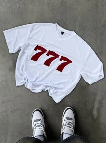 PAVTROS Manfinity Streetrush Men's Numeric Print Round Neck Short Sleeve Casual T-Shirt