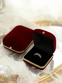 1pc Retro Crimson Velvet Jewelry Box,Elegant And Noble Jewelry Storage Box For Rings, Bracelets, Necklaces & Earrings Storage And Display - Red - View 5