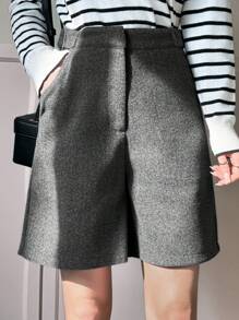 DAZY 女士简约口袋休闲短裤，日常穿着 - 灰色 - 查看 1
