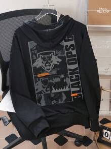 CALL OF DUTY X SHEIN Jersey con capucha informal con estampado de letras para hombre, otoño