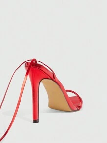 CUCCOO SZL Minimalistyczne modne sandały na cienkim pasku z kryształkami na obcasie, uniwersalne sandały na wysokim obcasie do noszenia na ulicy na Walentynki