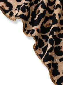SHEIN LUNE Plus Size Front Zipper Long Sleeve Leopard Print Simple Casual Jacket - Coffee Brown - View 5