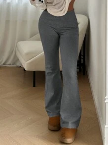 Aloruh Quần len bó sát cạp thấp màu mơ giản dị cho nữ đi làm và ở nhà - Màu xám đen - Xem 4