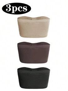 Women's Strapless Ruched Knitted Fabric Bra 3pcs Casual Comfy Plain Multicolor Bras - Multicolor - View 3