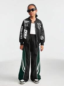 Coolane Kids Pantaloni sportivi neri ampi da ragazza pre-adolescente per l'autunno/inverno, adatti per il ritorno a scuola