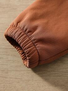 SHEIN Young Girl Hooded Rabbit Ear Fleece Jacket, Suitable For Winter - Coffee Brown - View 3