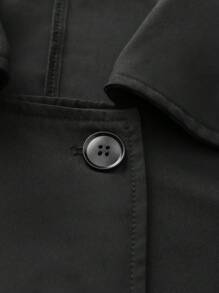 Chiquease Double-Breasted Solid Color Trench Coat - Black - View 5