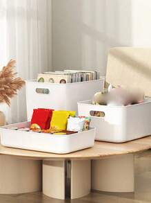 1 个带盖白色塑料收纳盒，用于存放和整理衣物、玩具、零食、饮料、娃娃等，可堆叠收纳篮收纳盒，具有防尘防潮功能，多种尺寸可供选择，非常适合卧室、客厅、书房、宿舍、衣柜，让您的家更整洁 - 白色 - 查看 7