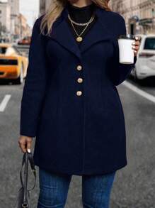 SHEIN Clasi 大码女式单排扣长袖优雅外套，秋冬