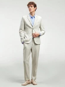 Manfinity VCAY Men's 2pcs Woven Long Sleeve Slim Fit Casual Suit Set